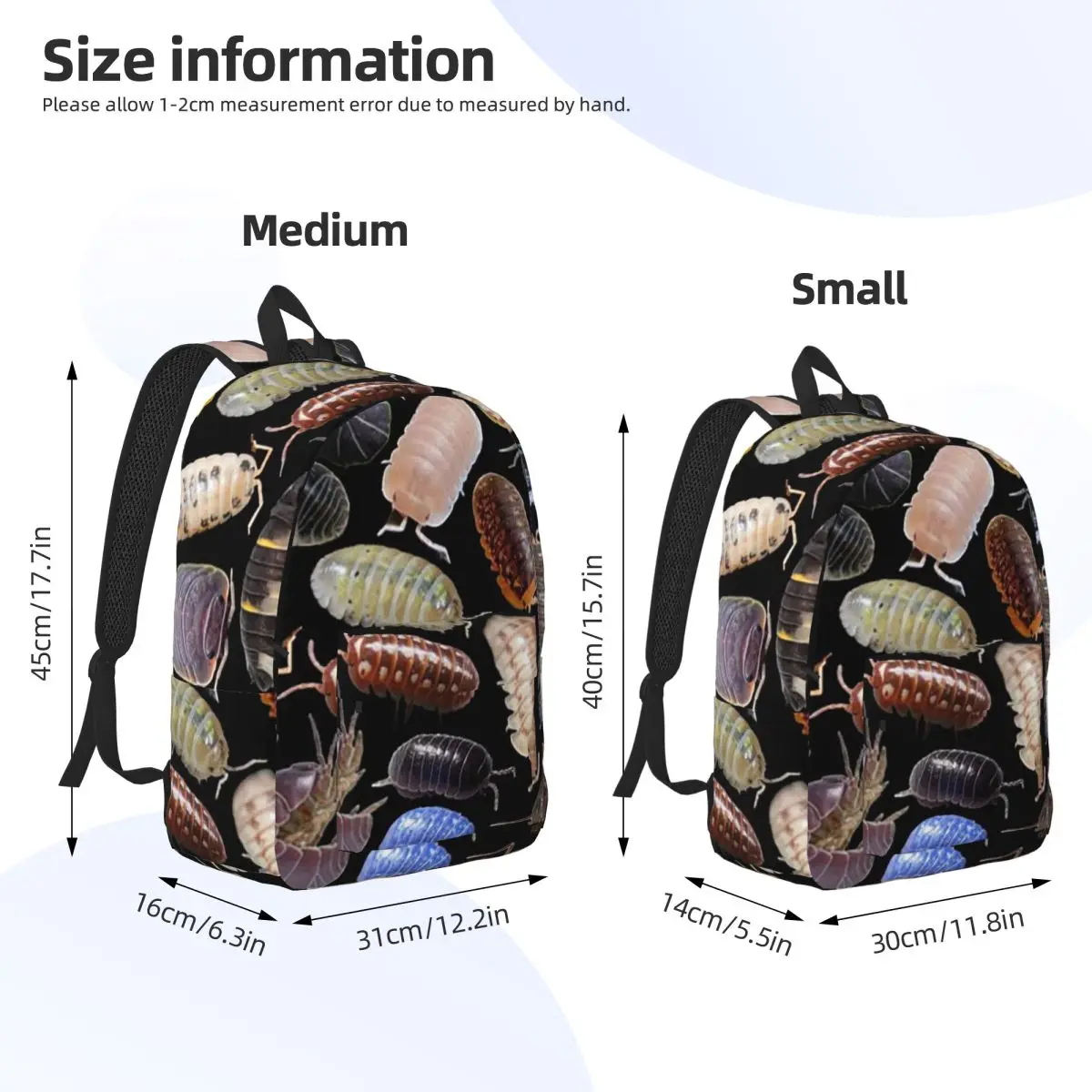 Isopods Insect Animal Backpack Daypack Large Capacity Kids BookBag School Bag Shoulder Bags for Men Women