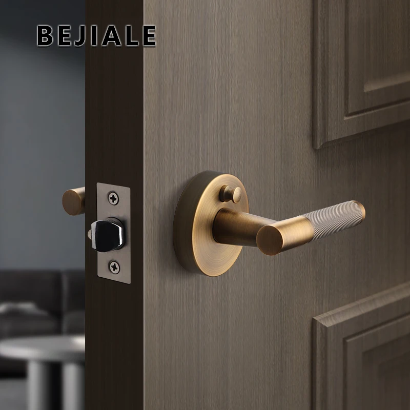 American Simple Black Bathroom Lock Bathroom Home Interior Bathroom Door Handle Wooden Door Lock Knurled Privacy Lock