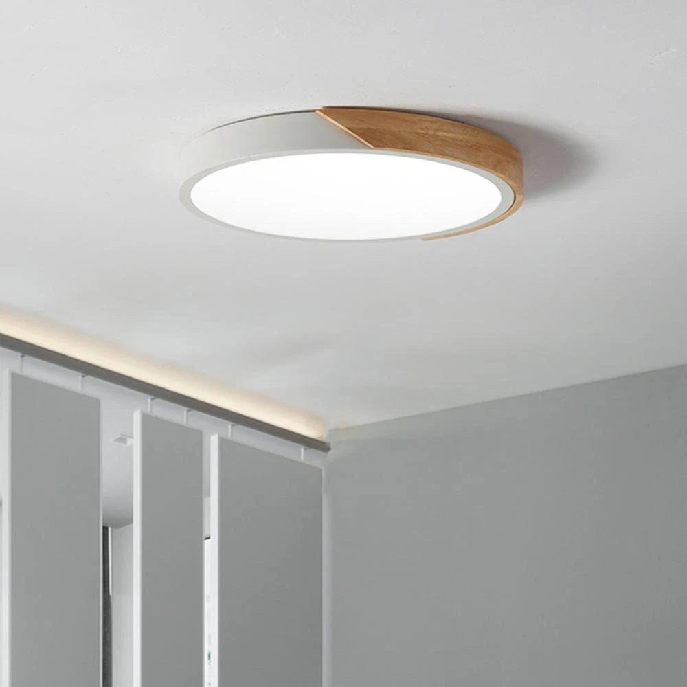 Luz LED de techo con montaje en superficie, iluminación ultrafina moderna, accesorio de lámpara de madera, sala de estar, decoración del hogar,