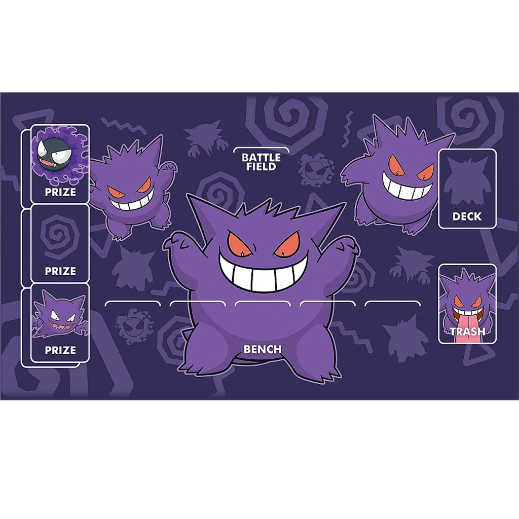 

600x350 мм Diy Gengar Pokemon резиновый игровой коврик самодельный боевой коврик анимация PTCG коврик для карт для одного игрока TCG