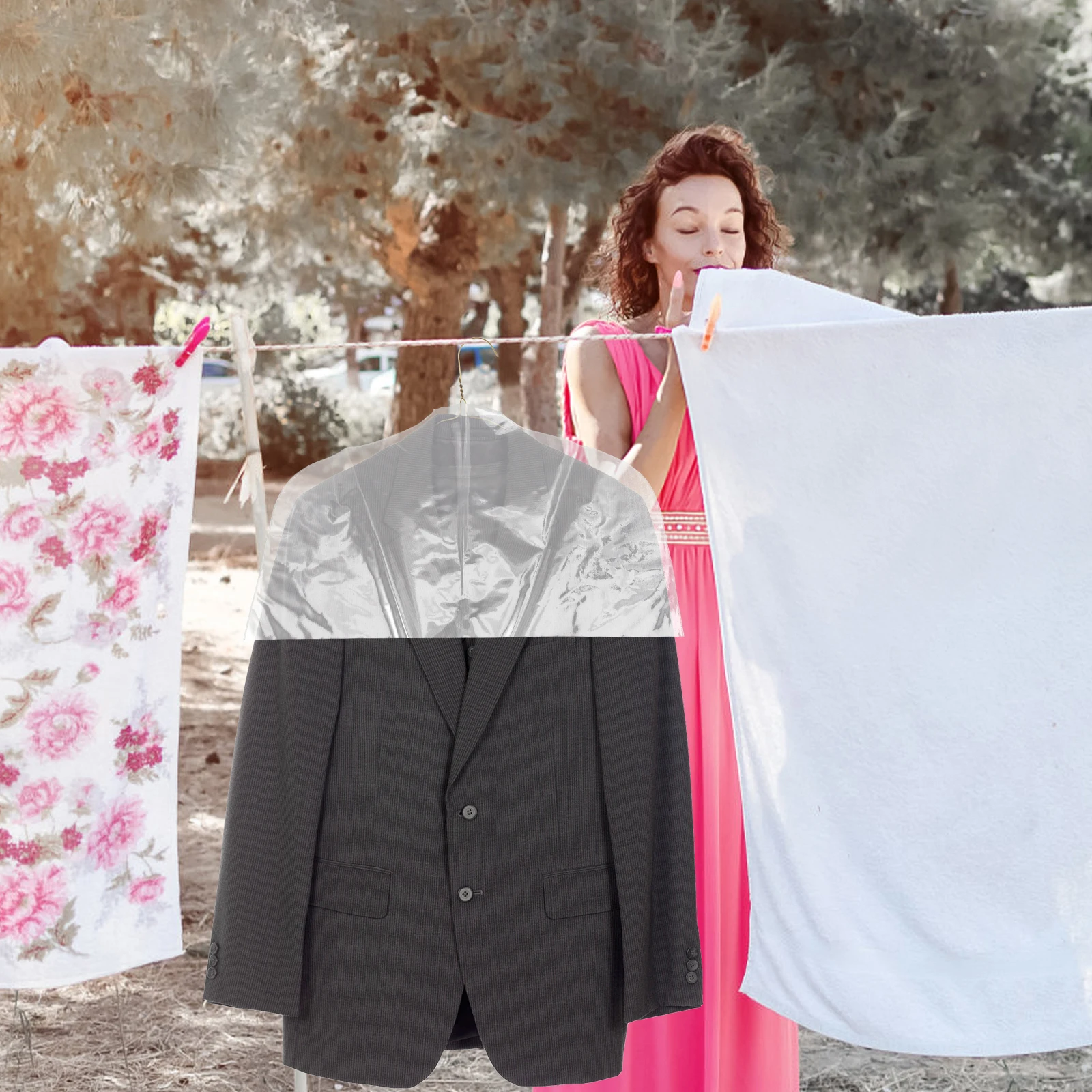 

10pcs Clothes Dust Covers Clear PVC Garment Bags for Hanging Breathable Travel Wardrobe Protector Fits Most SizesReusable