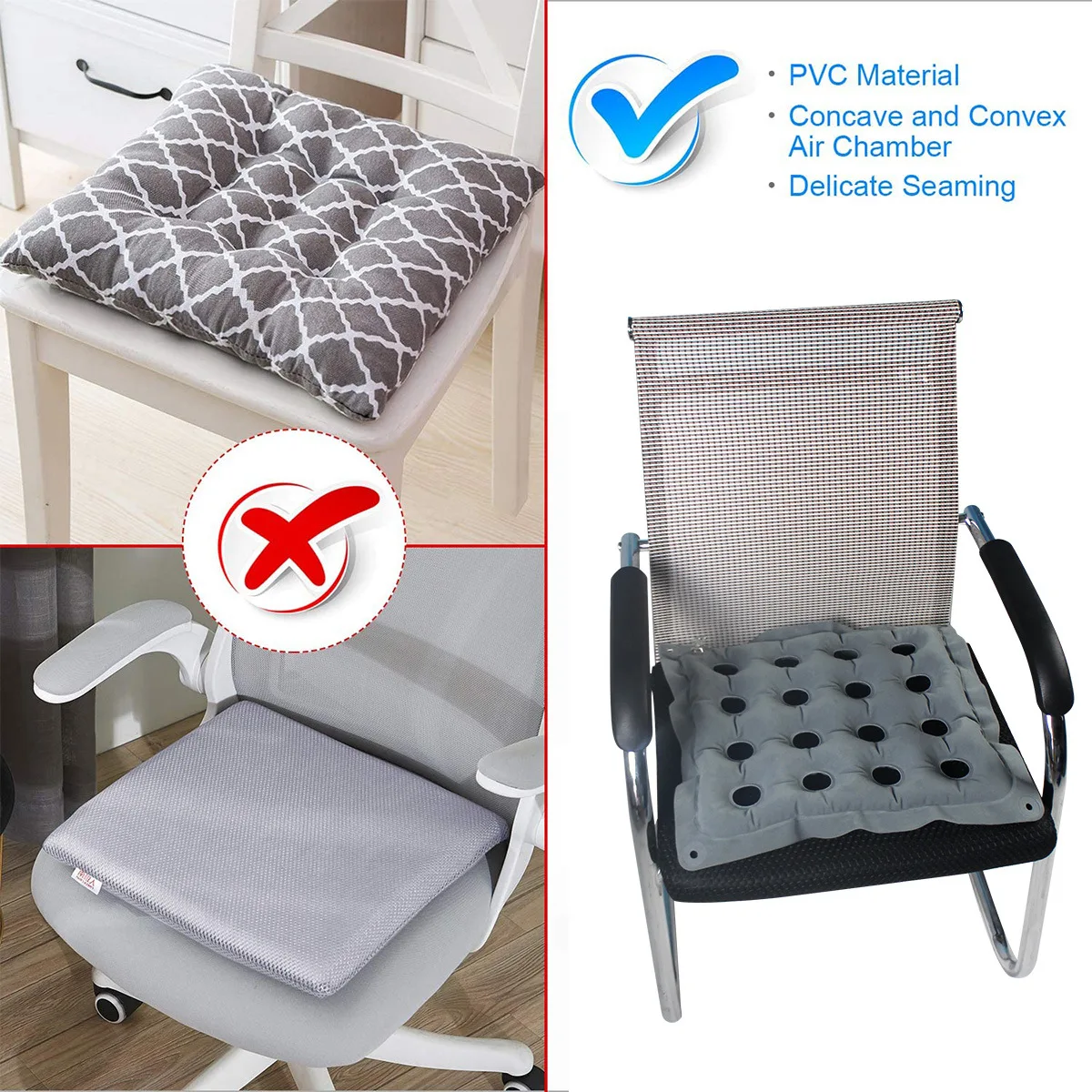 PVC Flocking Ventilation Hole Inflatable Seat Cushion Office Cushion Household Sofa Anti-bedsore Air Cushion Airbag