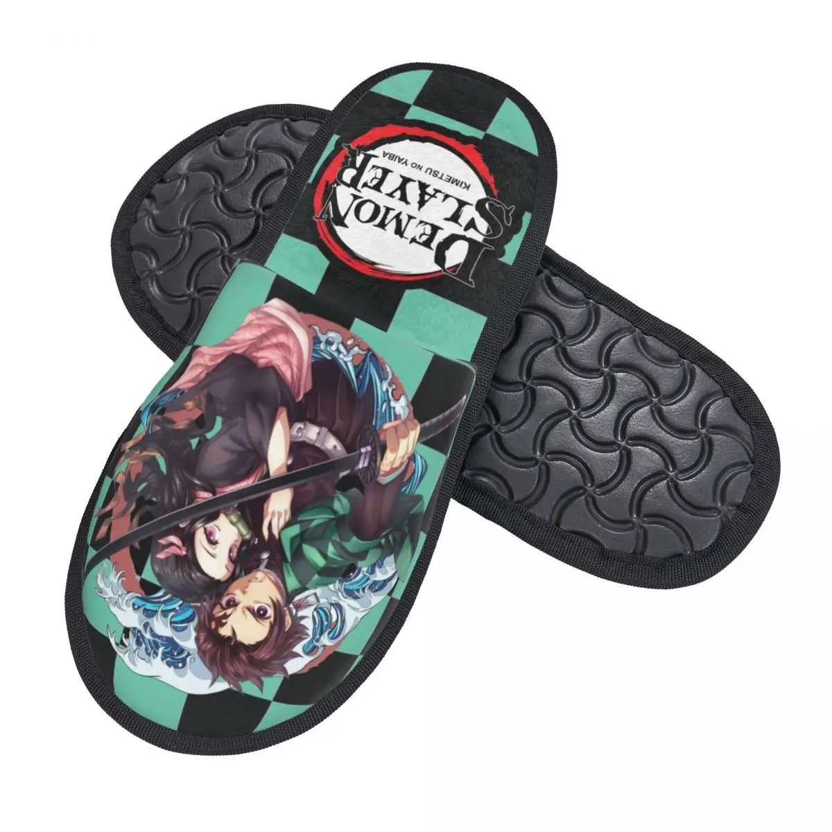 Custom Demons Slayers Anime Manga House Slippers Women Cozy Memory Foam Tanjiro Kamado Nezuko Slip On Spa Slipper Shoes