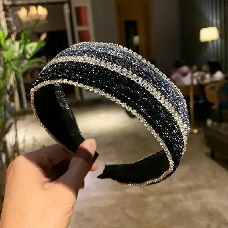 Luxury Crystal Wide Knotted Headband Women Hair Hoops Adult Hair Accessories Sparkly Full Rhinestone Knotted Hair Band Headdress