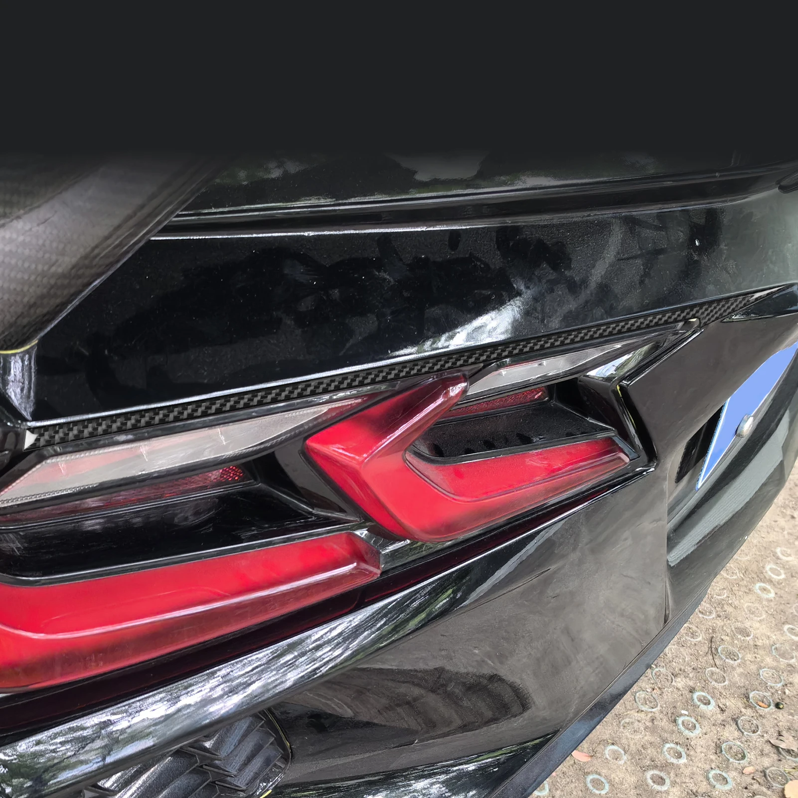 

For Chevrolet Corvette C8 Z51 Z06 2020-2023 Car Accessories Carbon Fiber Rear Taillight Decorative Strips Decoration Sticker