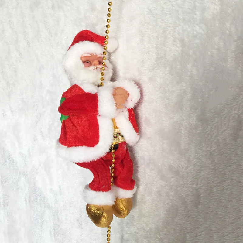 Electric Climbing Beads Santa Claus Music Doll Rope Gifts Santa Claus Climb Up The Beads Go Down Repeatedly Christmas decora