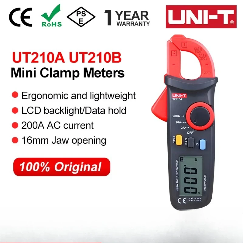 UNI-TUT210A UT210B UT210C UT210E UT210D แคลมป์มิเตอร์ดิจิตอลวัดกระแสไฟฟ้า AC DC แบบแท้ แอมมิเตอร์  เครื่องทดสอบแรงดันไฟฟ้า  เครื่องวัดความถี่ มัลติมิเตอร์