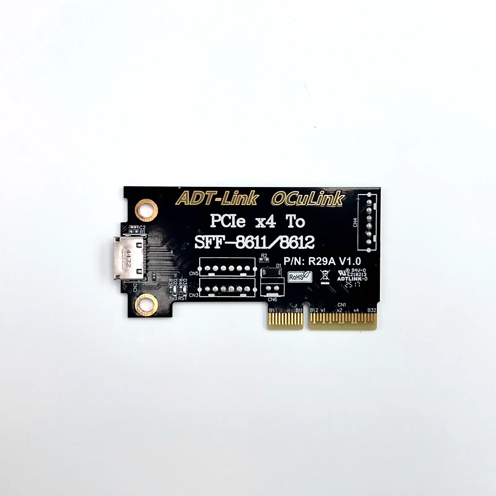 ADT-Link PCIe 5.0 4.0 X4 to OCuLink SFF-8611/8612 Adapter W Half-Height Full-Height Bracket 4X to OCuLink Graphics Card External