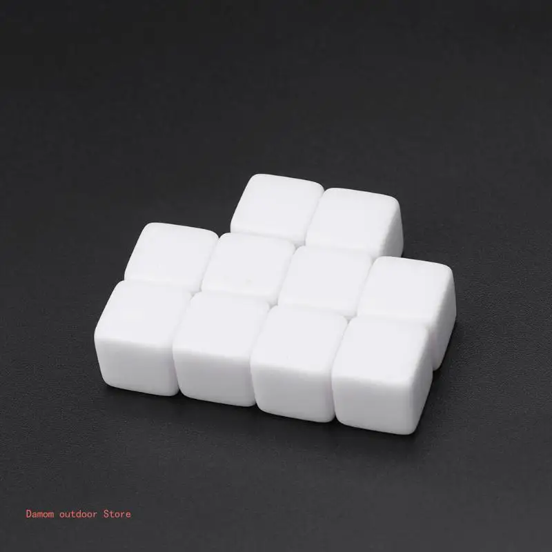 10 Pieces Blank White 14mm Blank Acrylic with 6 Sides for Party, Family, DIY Games, Kids Printing