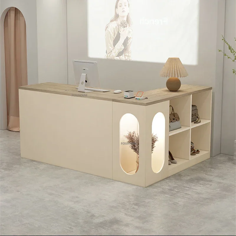 Creative Corner Cashier Modern Minimalist Women's Clothing Store Front Desk Bag Shoe Display Counter Beauty Salon Reception