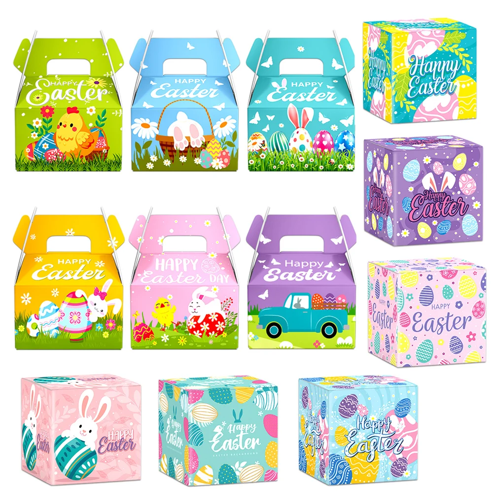 6/12 Stück dekorative Geschenkbox für Ostern, Leckerli-Boxen, Haseneier, Küken, Osterkorb, Süßigkeiten-Plätzchenbox für Kinder, Osterparty-Geschenke