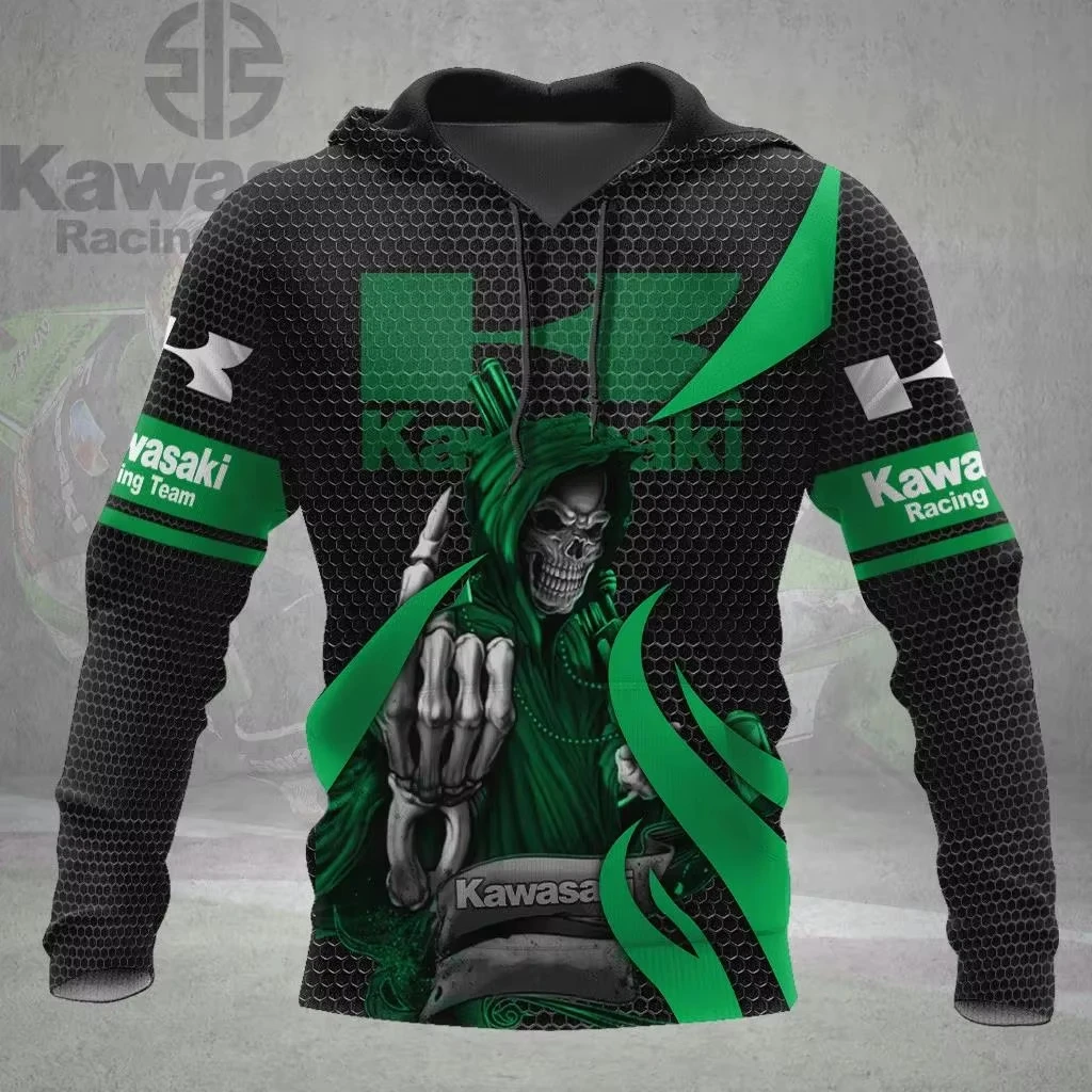 

2025 Men's Sports Hoodie Sweatshirt Kawasaki Logo Racing Suit Street Motorcycle Jersey Road Cycling Ropa Hombre