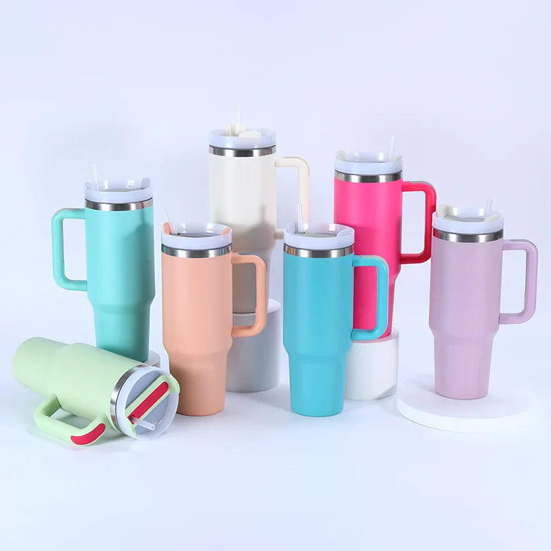 Stainless Steel Vacuum Insulated Tumbler with Lid and Straw 40oz Thermal Travel Mug Coffee Cup