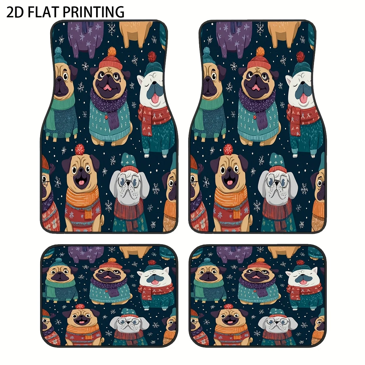 

4pcs Cute Cartoon Dog Pattern Car Floor Mats, Universal Material All-Weather Vehicle Interior Protection Decorative Pads For Fro