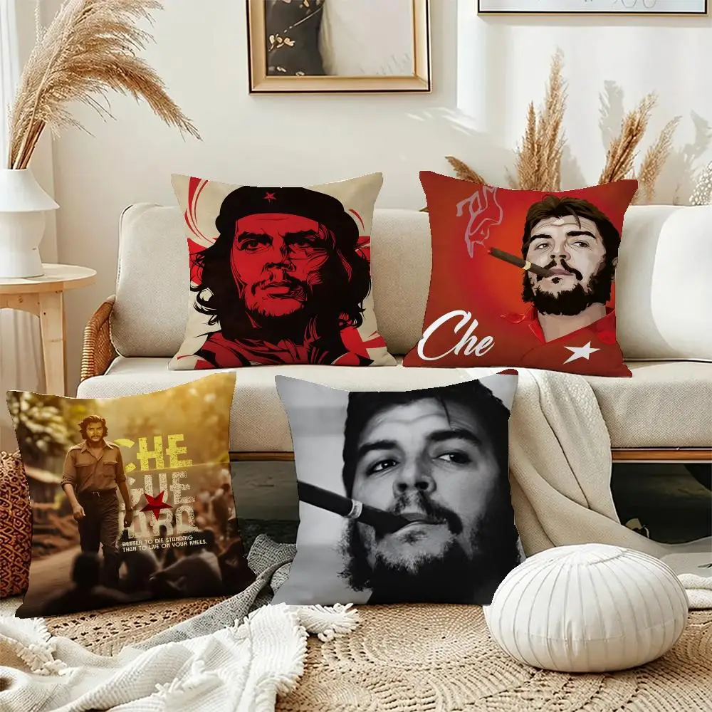Rebel Icon Che Guevara Cushion Cover Short Plush Pillowcase, Washable Wrinkle Resistant Cover for Bedroom Gift