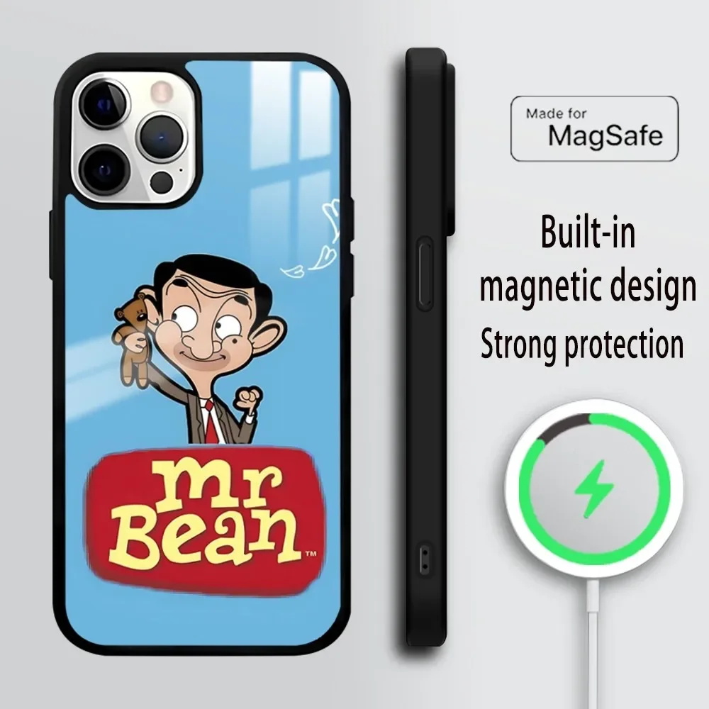 Mr.Bean Cartoon Phone Case For iPhone 16 15 14 13 12 11 Pro Max Plus Mini Mirror Wireless magnetic case