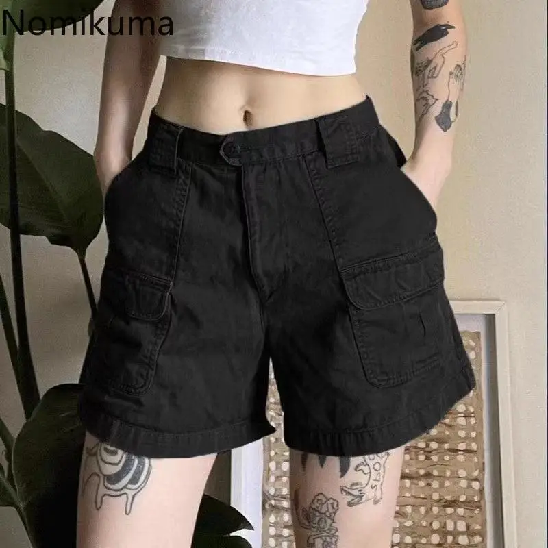 

Oversized Shorts Women's Clothing Streetwear Casual Cargo Pants New Bottoms 2025 Pocket Fashion Summer Y2k Denim Wide Leg Shorts