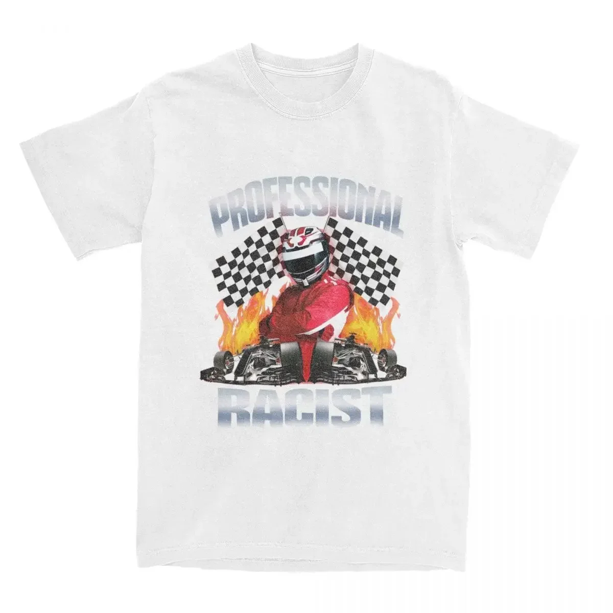 Professionelles zertifiziertes Racist Racing Fan bedrucktes T-Shirt aus Baumwolle, Kleidung, Harajuku, O-Ausschnitt, kurzärmelig, Damen-Retro-Stil – Detail 3