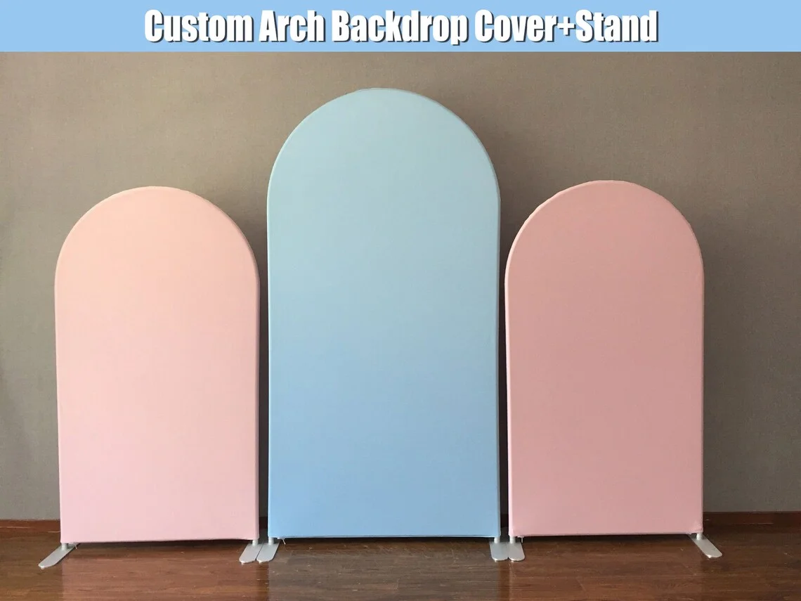 Custom Arched Backdrop Stand Frame Double-sided Fabric Cover Blue Pink Arch Backdrop Party Arch Wall for Birthday Wedding