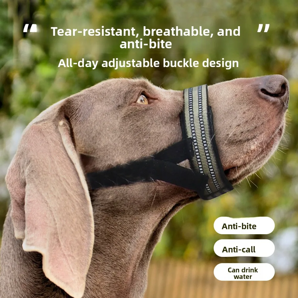 

Pet Mask with Dog Mouth Cover for Bite and Noise Prevention Adjustable Nylon Dog Collar Breathable Dog Training Tool