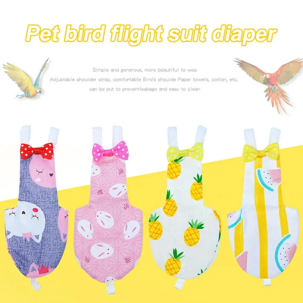 Bird Accessories Beautiful Bowknot Parrot Costume Elastic Shoulder Strap Parrot Costume Soft Diapers Fastener Tape Bird Costume