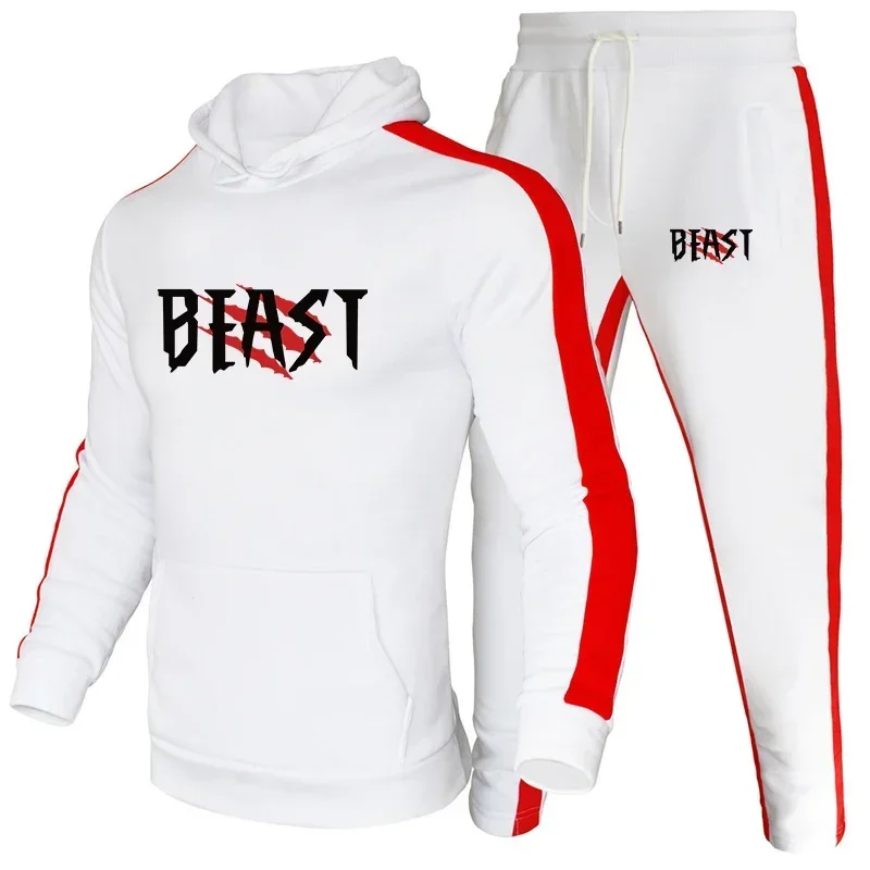 

Casual Men Two Piece Hot Sale High Quality Men's Tracksuit Outdoors Sports Set Men Hoodie Fashion Comfortable Jogging Simplicity