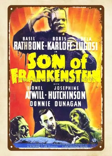 decor bar club shop 1939 Son of Frankenstein horror movie poster metal tin sign