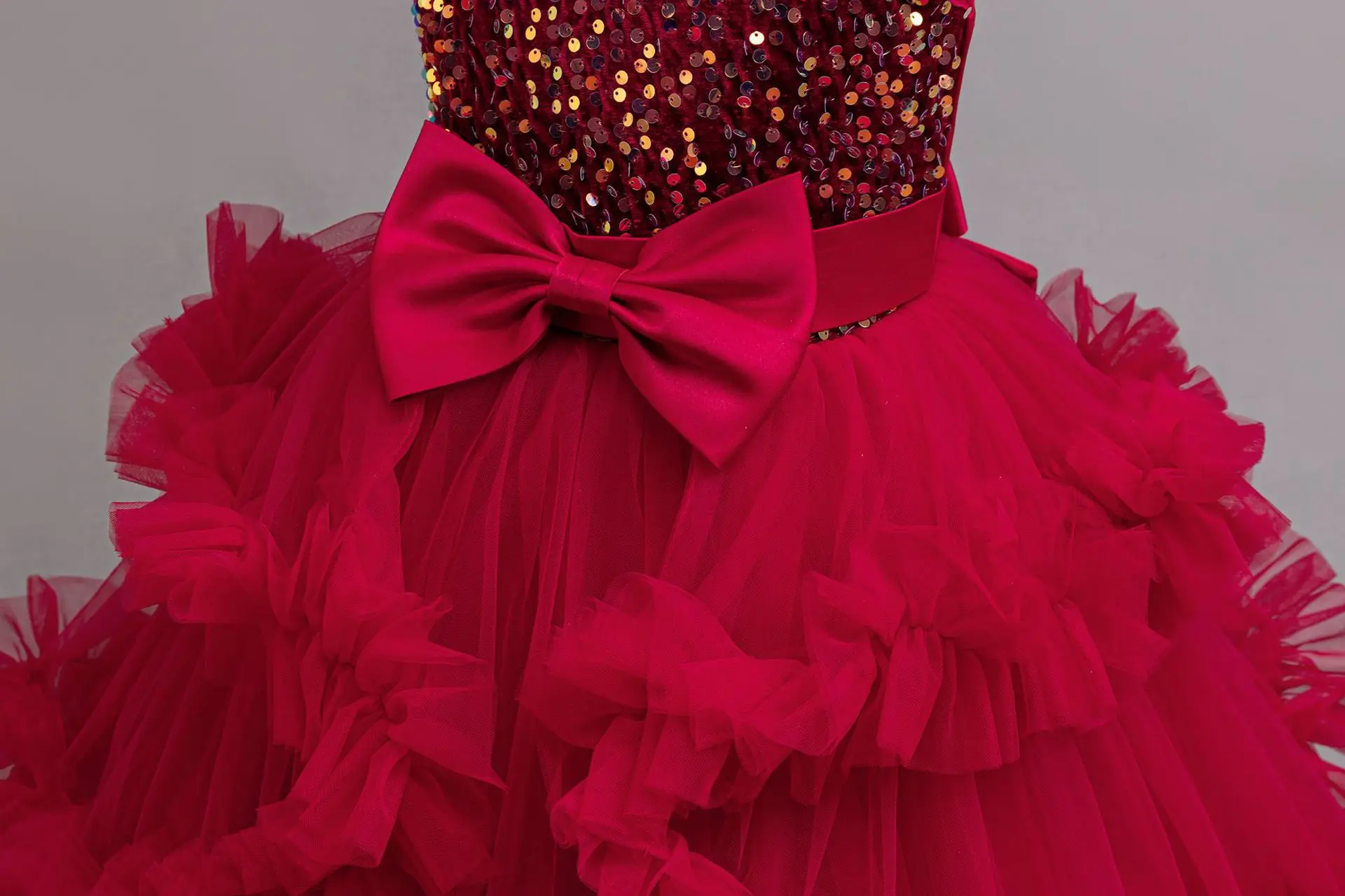 New elegant girl dress, tulle sequin long flower girl dress suitable 4-12 year old girl Christmas performance clothing