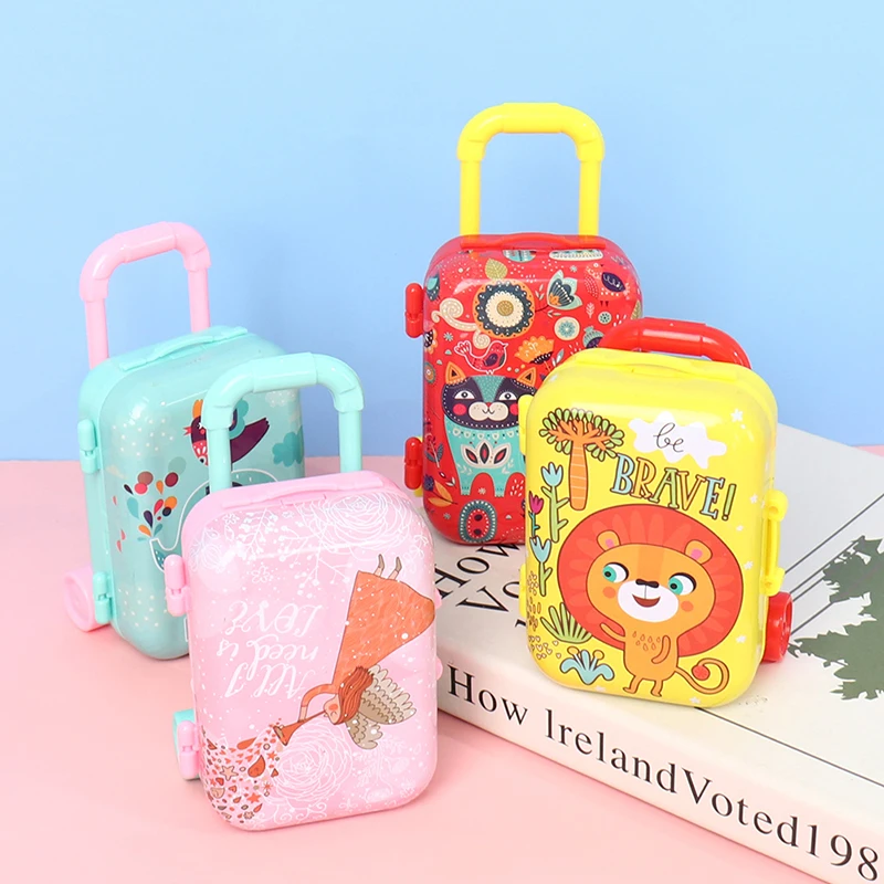 Metal Mini Suitcase for Dolls Miniature Toys Trunk Dollhouse Decor Jewellery Box