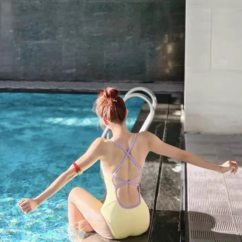 

Sexy One-Piece Swimsuit for Women 2026 New Sle Speed Cetition Training Thermal Spa Beach Vaion Slimming Effect Remova...