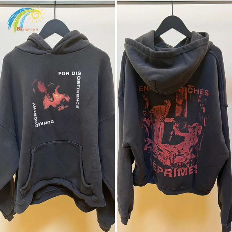 Hip Hop Red Graphics Print ERD Pullovers Hooded Men Women Best Quality Oversized Washed Black Enfants Riches Deprimes Hoodie