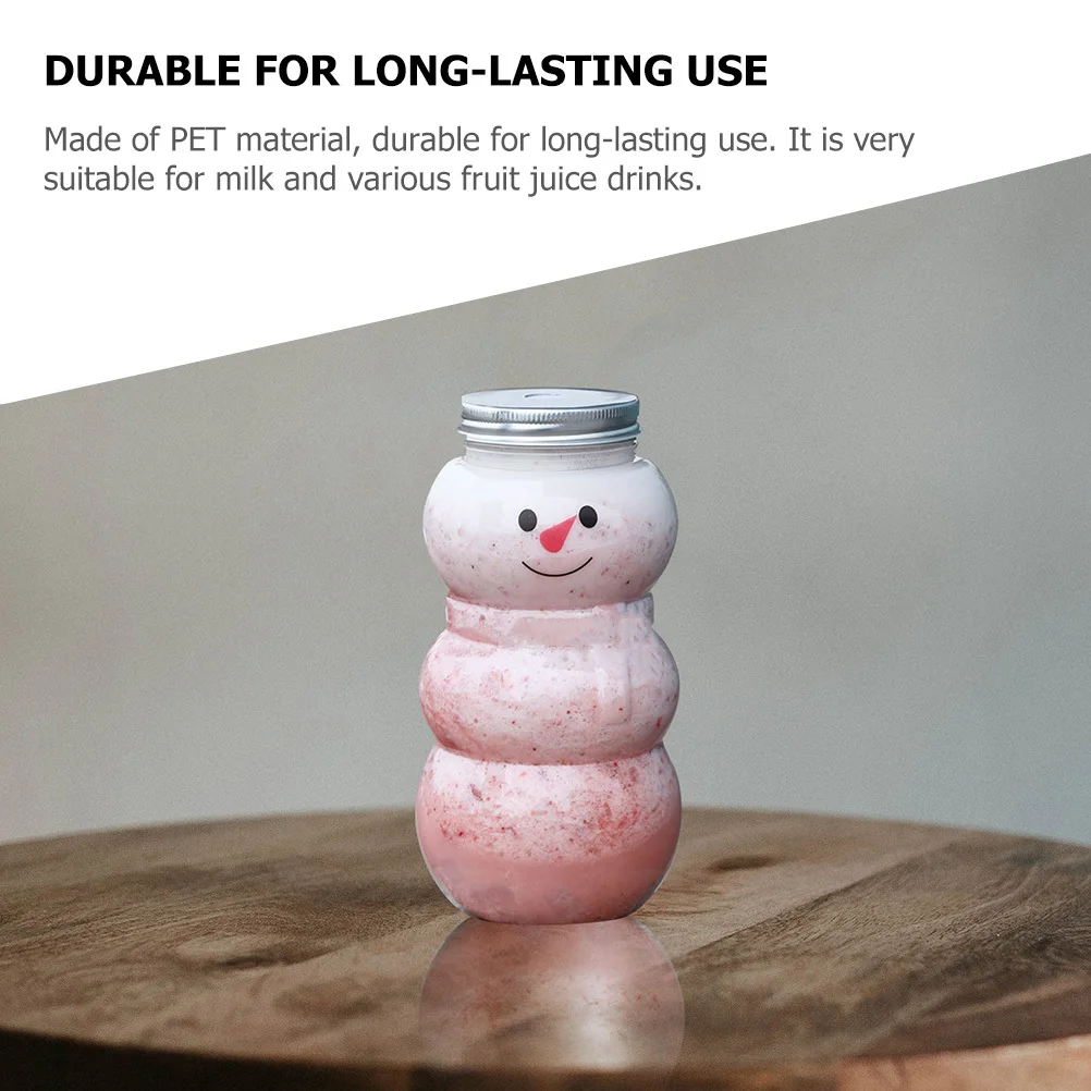 

12pcs Sealing Packaging Bottle Snowman Shape Pet Juice Container For Milk Drink Party Christmas Favors Portable Empty Bottles