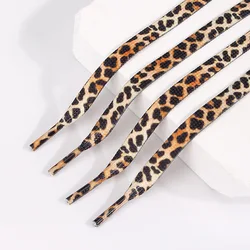 1 Pair Newest Classic Leopard Print Shoelaces Women Girl Men Flat Laces Applicable to all kinde Lace Flat Shoelaces Shoes String