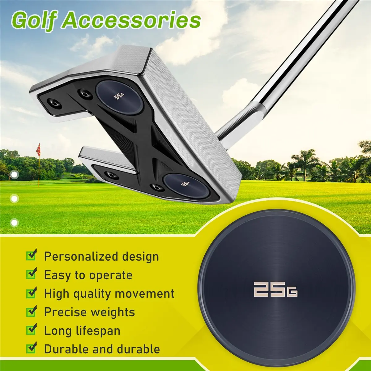 

(A02R) 2pcs New Applicable Golf Club for Odyssey AI ONE Artificial Intelligence Putter Weight Block Legal Code(25g)