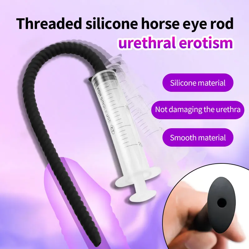 Hollow Penis Plug Silicone Urethral Tube Syringe Lubricating Oil Sounding Masturbazioni Stimulate Sex Toys for Man