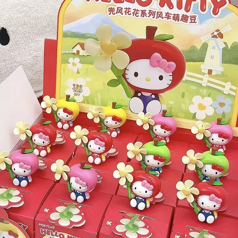 

new Hello Kitty Apple Flower Windmill can rotate Series blind box Cute Mini Figure Desk Ornament Collect Toy girl gift genuine