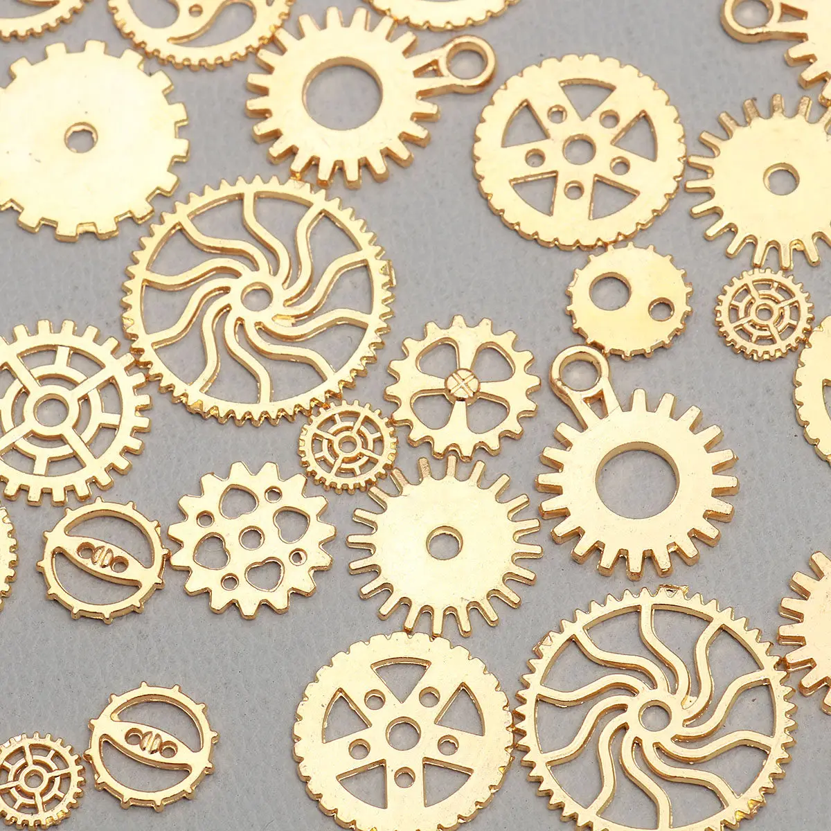 기계식 기어 스팀펑크 합금 펜던트 DIY 액세서리 빈티지 골든 톱니 기어 주얼리 제작용 100그램