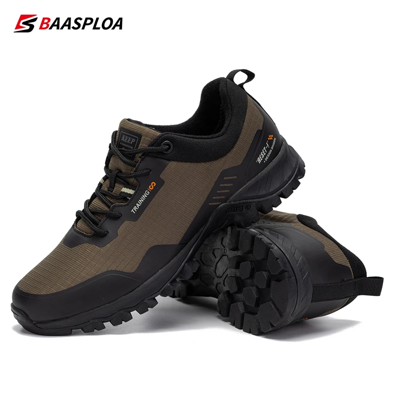 Baasploa Men’s Hiking Shoes Casual Outdoor Anti-Skid Wear-Resistant Sneakers Male Fashion Waterproof Comfortable Walking Shoes