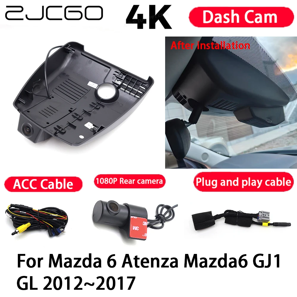 Cámara para Auto 4K, Plug and Play, Grabadora de Video con Visión Nocturna para Mazda 6 Atenza Mazda6 GJ1 GL 2012-2017
