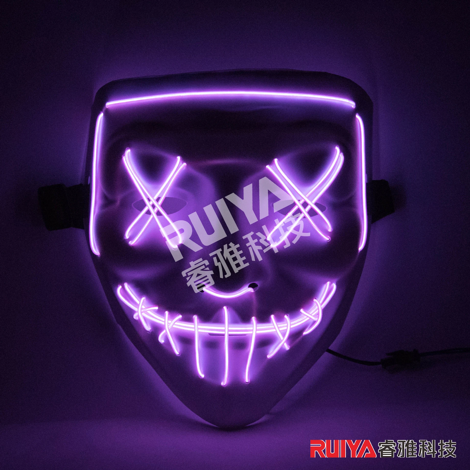 Halloween Party Led Lichtgevende Masker Douyin Ghost Face Fluorescerende V-Vormige Horror Sfeer Prop Volledig Gezicht Mannelijk Creatief Geschenk