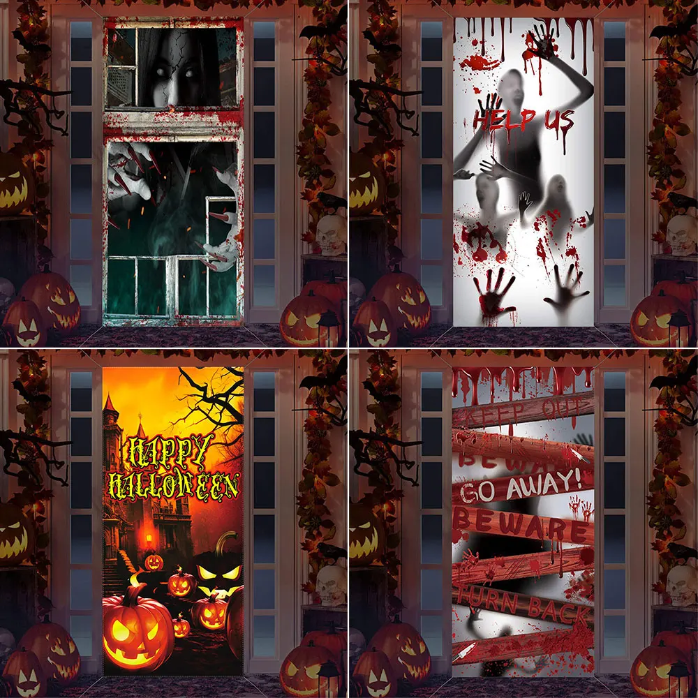 

Halloween Hanging Door Curtain Banner Pumpkin Ghost Happy Halloween Trick Or Treat Horror Party Supplies Decorations For Home