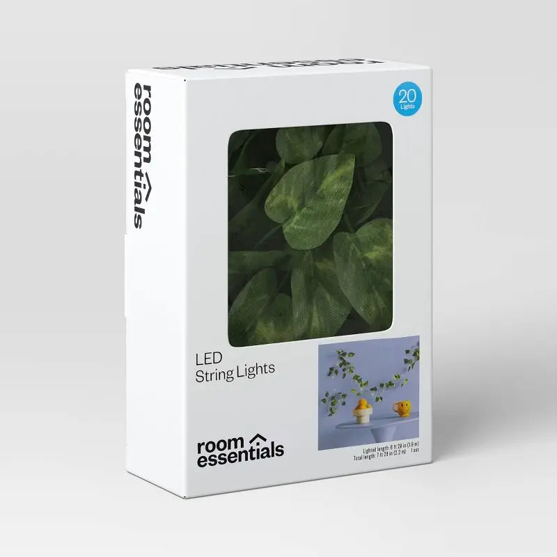 20LED Vine String Lights Warm White USB Battery Powered Fairy Lights with Faux Greenery Indoor Decorative for Home Party Wedding