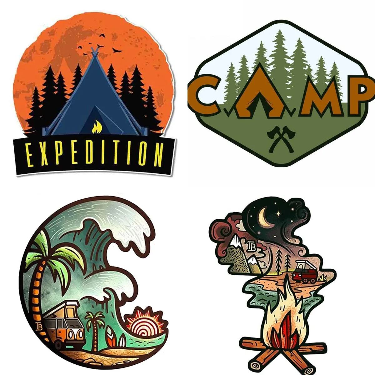 

Camping Van life Car Stickers Sunscreen Occlusion Scratch Decals Vinyl Laptop Caravan Decor Styling Sunscreen