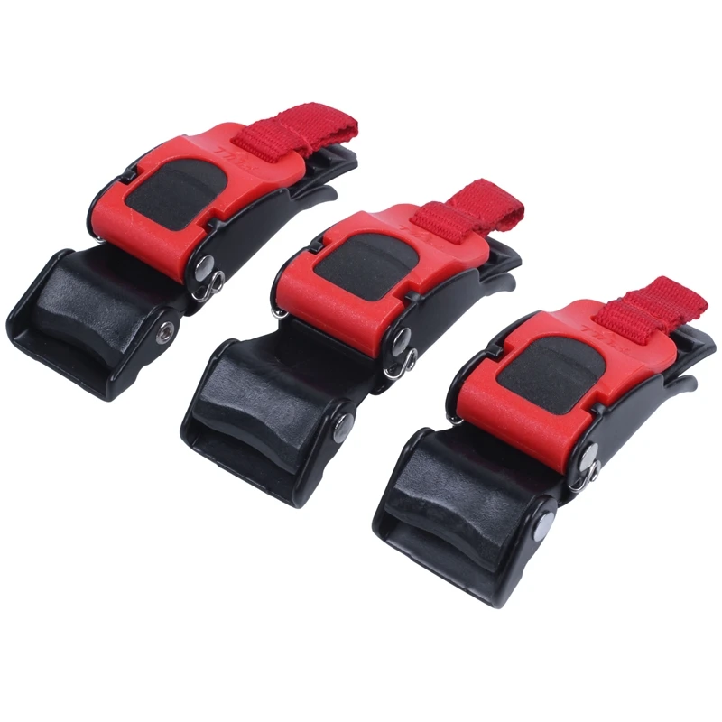 3x Plastic Motorcycle Helmet Speed Clip Chin Strap Quick Release Pull Buckle New Black+Red