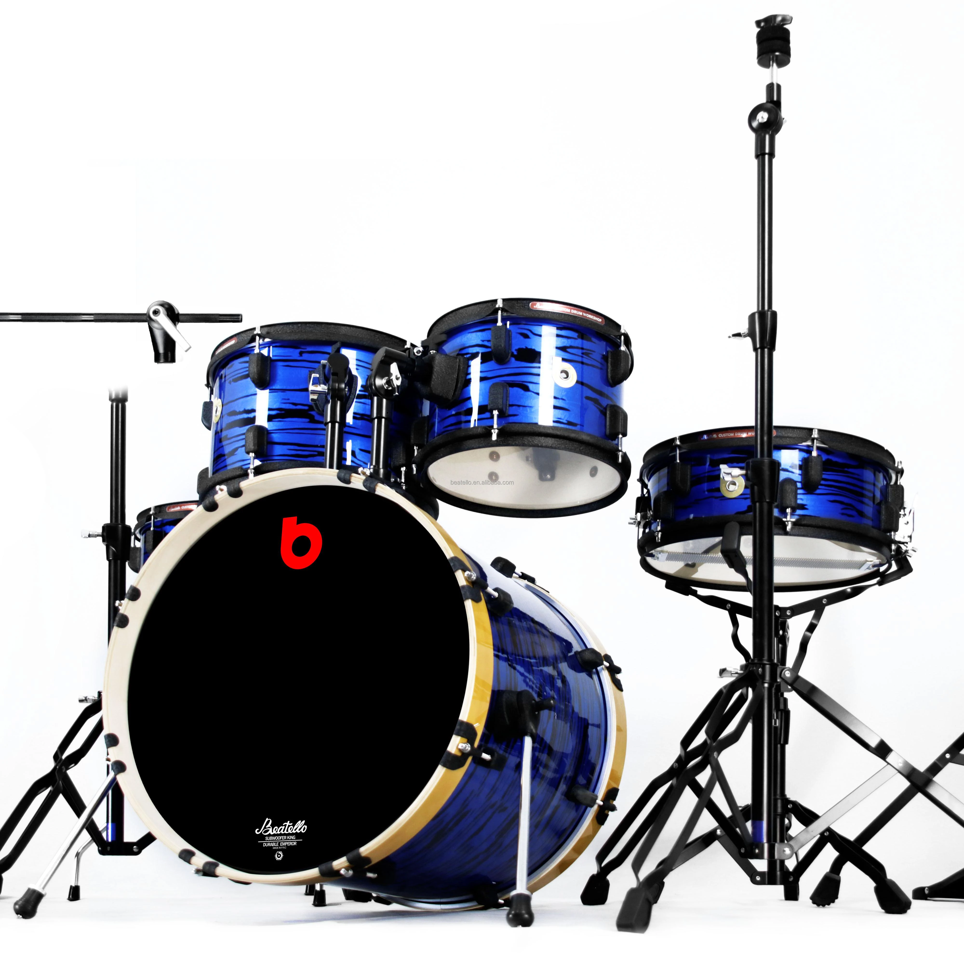 Silencing Drum Set Quick Switch Between Normal & Mute Modes Mute Drum Set With Blue/Pink/Black/Yellow Wood Grain