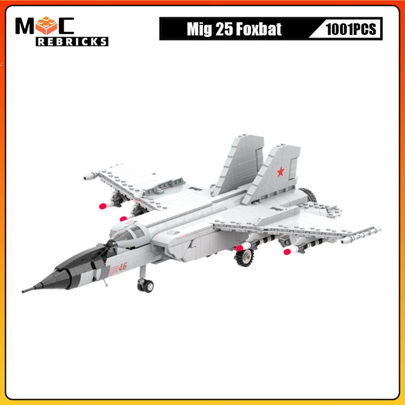 MOC Military Series Mig 25 Foxbat Armed Bomber Building Blocks Assembling Models Bricks Set DIY Children's Christmas Toys Gifts