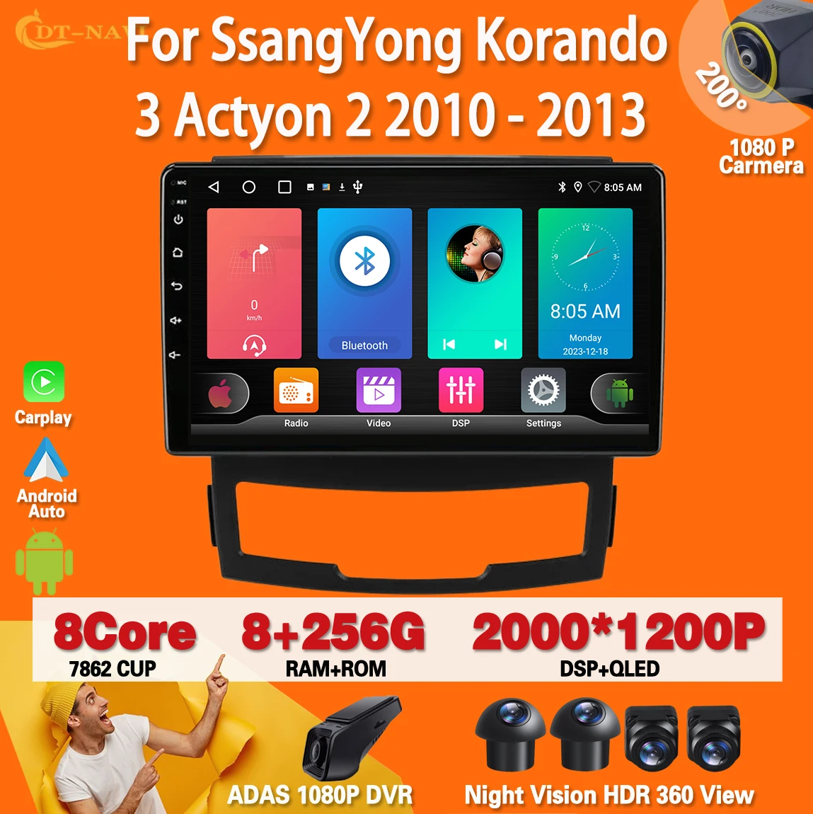 

Android For SsangYong Korando 3 Actyon 2 2010 2011 2012 2013 Carplay Auto Radio Stereo Multimedia Player Navigation GPS 4G