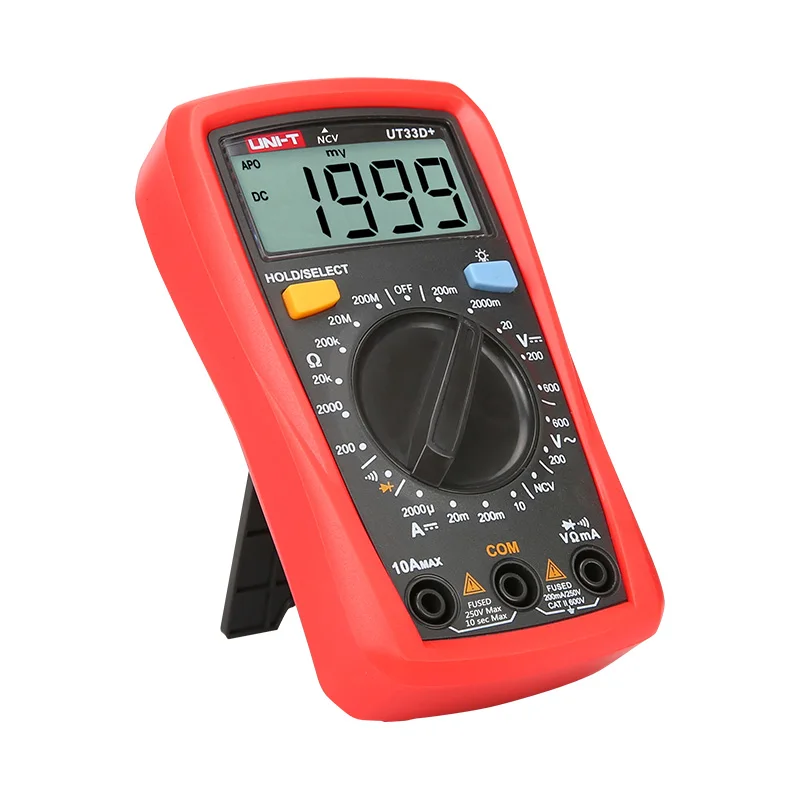 UNI-T UT33D+ Mini Digital Multimeter 600V NCV Palm Size Manual Range AC DC Voltmeter Ammeter Resistance Tester