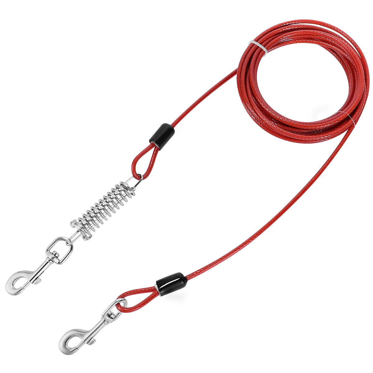 

UEETEK Pet Leash Wrapped Steel Wire Pulling Rope With Metal Hooks Outdoor (Red) Pet Pulling Rope Pet Training Leash