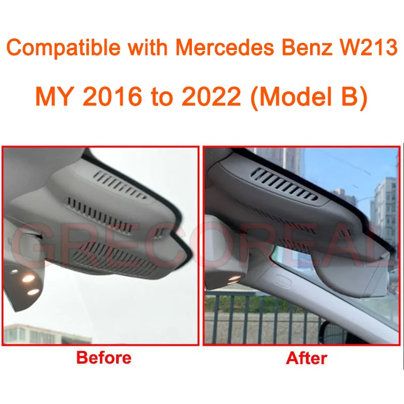 GRECOREAL 4K Dash Cam Voor en Achter 2160P WiFi Auto Dual Dashcam Plug Play Compatibel met Mercedes Benz E Klasse W213 E-Klasse